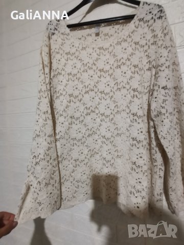 ЕЛЕГАНТНА БЛУЗА ЦВЯТ СЛОНОВА КОСТ 2XL-3XL, снимка 4 - Туники - 42860391