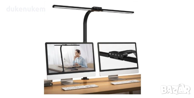 LED Двойна настолна лампа с щипка и гъвкаво рамо - транспортен дефект