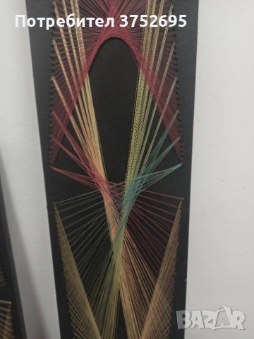 Две дървени пана с цветни конци , снимка 2 - Пана - 53922241