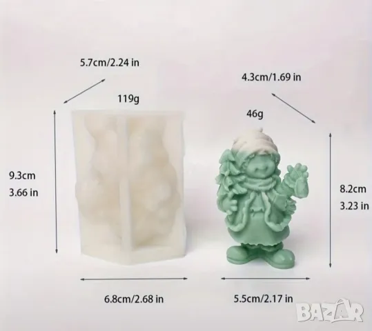 Молд снежен човек с елха 10, снимка 2 - Форми - 47467522