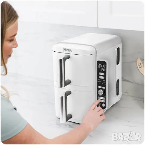 Еър Фрайър Ninja Double Stack XL SL400EUWH, 2470W, 9.5 л, снимка 5 - Фритюрници - 55979488