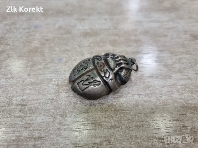 Сребърен медальон египетски скарабей, снимка 5 - Колиета, медальони, синджири - 55836194