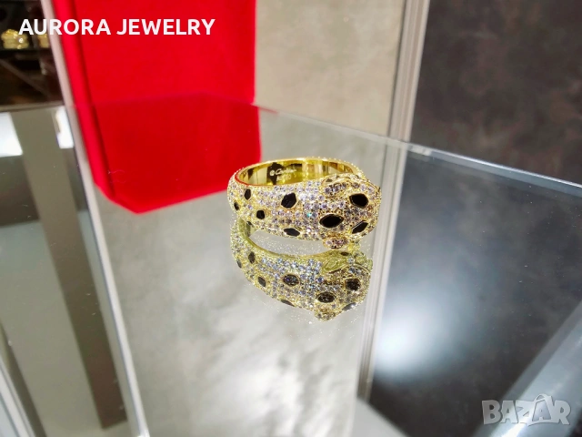 CARTIER Panthere de Cartier Gold Black Paved Diamonds Дамски Пръстен, снимка 4 - Пръстени - 53239081