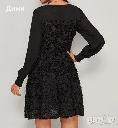 Черна ефектна рокля с 3D черни рози, снимка 3 - Рокли - 40812092