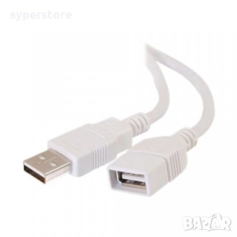 Кабел USB-A към USB-A 2.0 Digital One SP01176 Бял 3м, USB Type A to USB A M/F, снимка 1 - USB кабели - 31258132