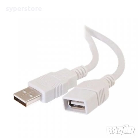 Кабел USB-A към USB-A 2.0 Digital One SP01176 Бял 3м, USB Type A to USB A M/F