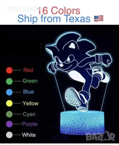 SONIC- 3D лампа с дистанционно, снимка 2 - Лампи за стена - 49251659