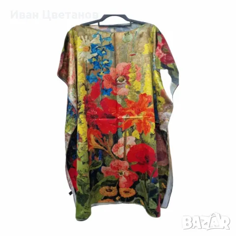 Лятна плажна туника от коприна, с артистични и морски десени, снимка 8 - Туники - 50036708