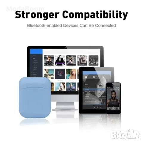 Безжични слушалки Inpods i12 TWS с цветен дизайн и управление чрез докосване, снимка 6 - Слушалки и портативни колонки - 48066570