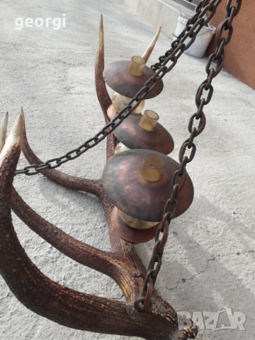 Баварски полилей от еленов рог уникат, снимка 2 - Полилеи - 31342723