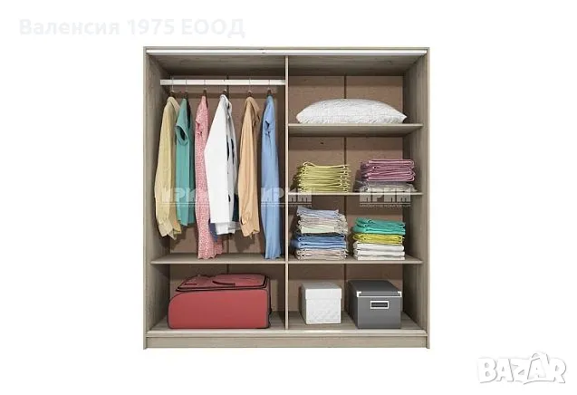 Гардероб с плъзгащи врати Сити 1009 комбинация бяло/ арвен, сонома или орех, снимка 5 - Гардероби - 46495311