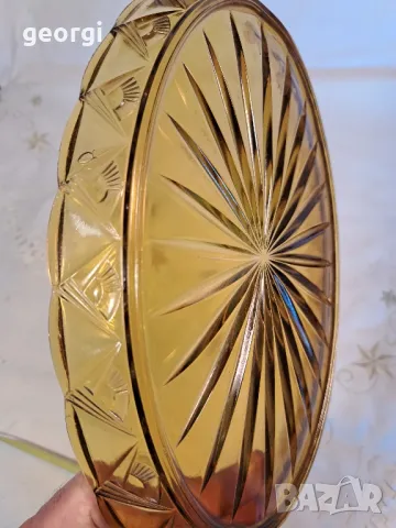 елипсовидно стъклено плато цвят кехлибар 21/6, снимка 4 - Прибори за хранене, готвене и сервиране - 49977948