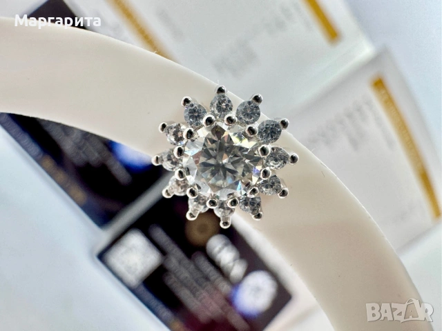 Сребърни обеци с мойсанит (диамант) 0.5 карата , снимка 12 - Обеци - 53205716