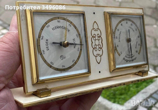 Стар  и много рядък немски барометър с хигрометър SIEMENS, снимка 12 - Антикварни и старинни предмети - 54063869