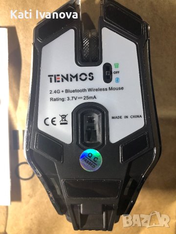 Безжична геймърска мишка TENMOS T12, акумулаторна, 2.4G безшумна оптична безжична компютърна мишка с, снимка 11 - Клавиатури и мишки - 44240898