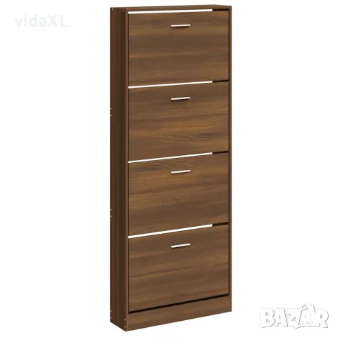vidaXL Шкаф за обувки, кафяв дъб, 59x17x150 см, инженерно дърво