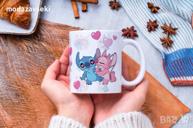 Порцеланови чаши със Стич, снимка 3 - Чаши - 42843346