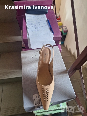 нови обувки естествена кожа,отворена пета