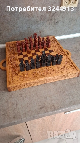 Стар дървен шах и табла , снимка 4 - Шах и табла - 54316430