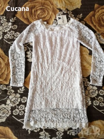 Бяла рокля с дантела, снимка 5 - Рокли - 33936895