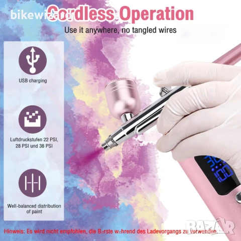 Безжичен аерограф Daakro 38PSI, мини компресор  НОВ, снимка 5 - Други инструменти - 53238777