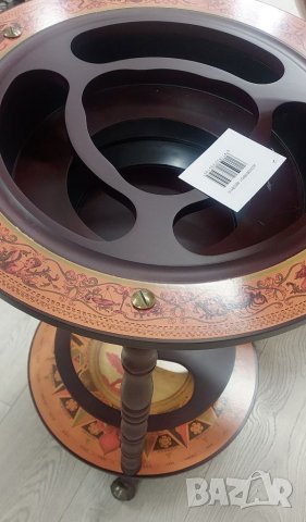 ПРОМО - Нов Глобус Мини Бар - Стойка за Вино / Бутилки Масичка на Колела 90см, снимка 5 - Маси - 39238177