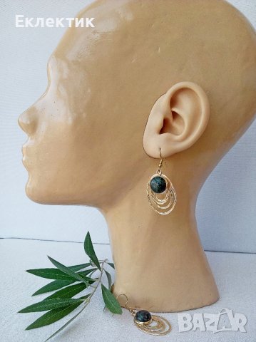 Обеци от инокс и месинг с 18-каратово златно покритие и полускъпоценни камъни, снимка 8 - Обеци - 39008577