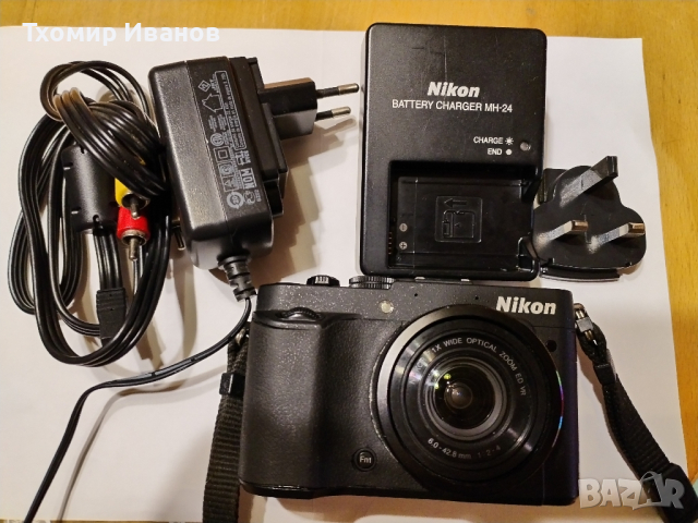 Nikon P7700,зарядно, батерия, карта,кабел и чанта, снимка 2 - Фотоапарати - 44524803