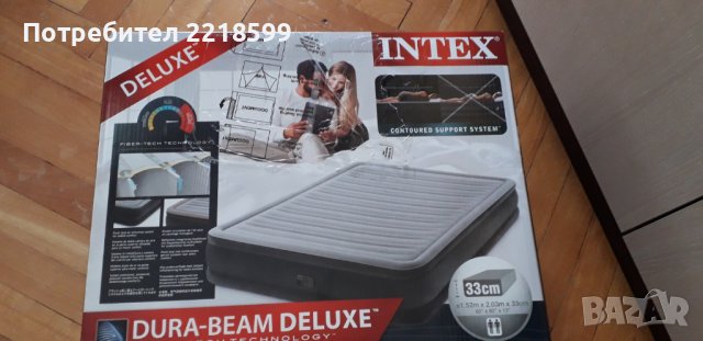 Надуваем матрак Intex152 x 203 x 33 Dura Beam Deluxe Queen Comfort , снимка 1 - Матраци - 42897894