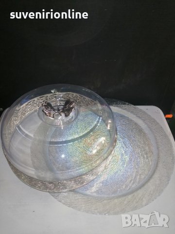 Стъклен поднос за торта/кекс с капак, снимка 5 - Аксесоари за кухня - 40012060