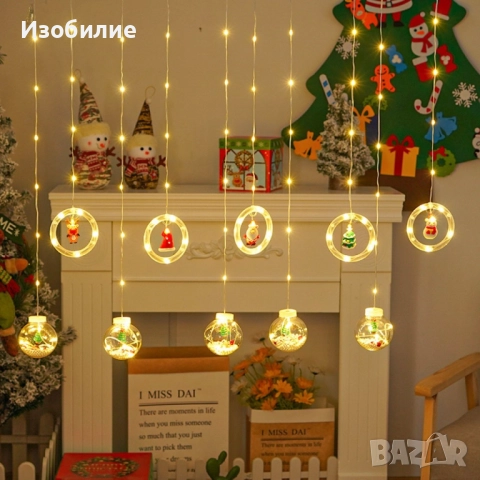 Светещ коледен гирлянд с рингове и малки коледни фигурки / 3 метра/ 8 функции. ? Малки коледни фигур, снимка 5 - Декорация за дома - 52360078