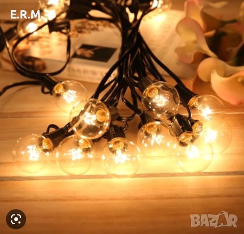 Струнни приказни светлини Tomshine 175W 7.5м. 25 крушки декорация сватба рожден ден парти украса, снимка 3 - Външни лампи - 40523140
