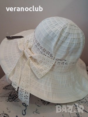 Светла кремава дамска лятна капела Екрю, снимка 3 - Шапки - 32077154