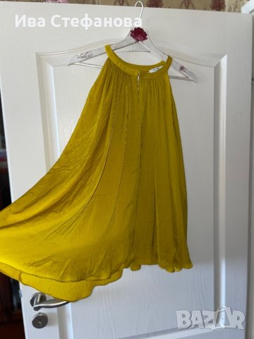 Разкошна сатенена сатен one size парти коктейлна официална блуза топ цвят горчица , снимка 2 - Корсети, бюстиета, топове - 40665903