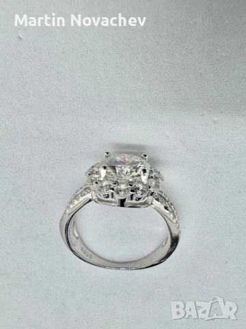 Сребърен пръстен с мойсанит (Диамант) 2 карата, снимка 9 - Пръстени - 52252905
