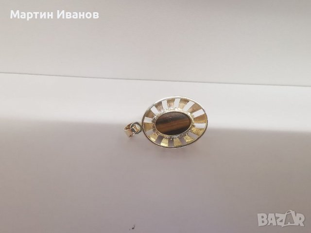 Златен пръстен и медальон с тигров ахат , снимка 13 - Пръстени - 37095140
