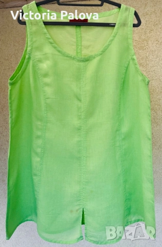 Свеж ленен потник / туника VETONO - цвят лайм, снимка 2 - Туники - 54010109