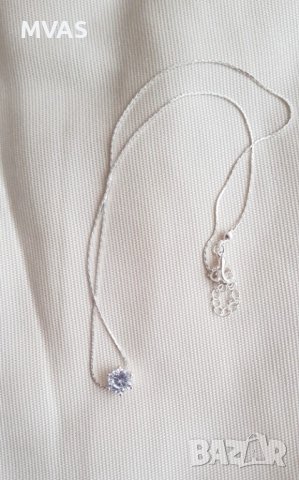 Ново нежно колие сребристо с кристал блестящо, снимка 3 - Колиета, медальони, синджири - 42381352