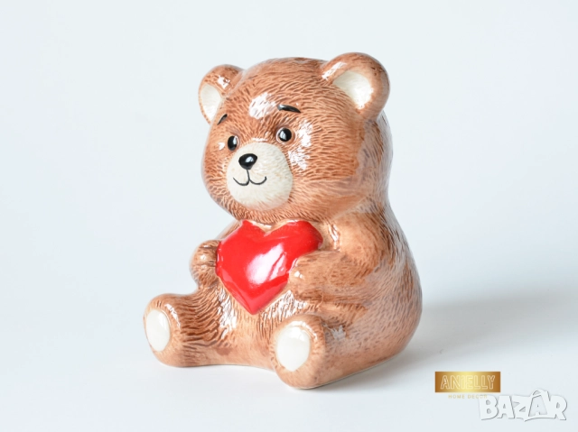 Декоративна Кашпа Мече със Сърце / Керамична Саксия за Цверя и Сукуленти / Подарък за Дете, снимка 2 - Декорация за дома - 52404092