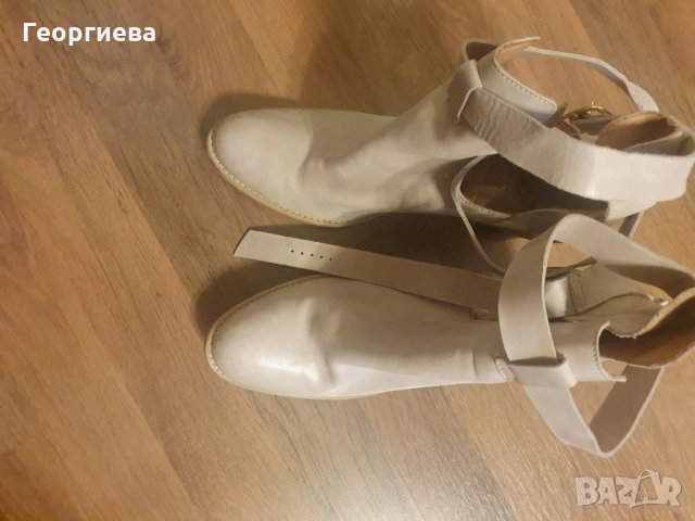 Бежови боти естествена кожа 40 номер, снимка 4 - Дамски обувки на ток - 30752006