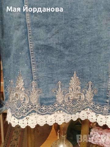 Дънково яке, ново номер L с красива бродерия ., снимка 4 - Якета - 44708345