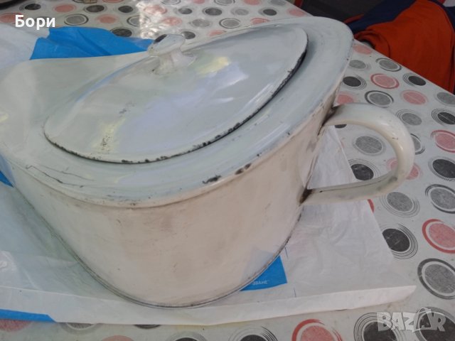 Стара емайлирана подлога с капак, снимка 3 - Други ценни предмети - 38497098