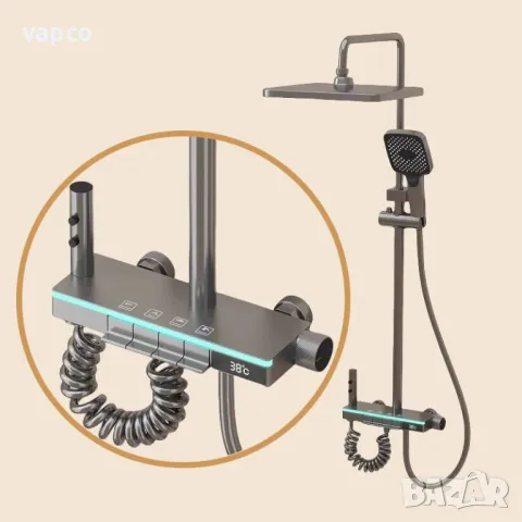 Модерен интелигентен душ с дисплей и LED подсветка D27, снимка 2 - Душове - 47756322