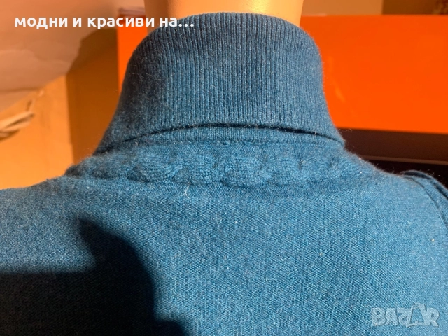 Елек в петролен цвят Adagio, мерино и кашмир, снимка 5 - Елеци - 52913902