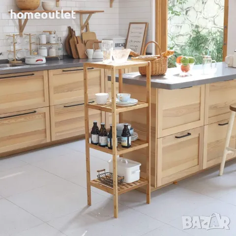 ПРОМОЦИЯ Мултифункционален бамбуков стелаж UNHO ZJJ178-G1, снимка 5 - Стелажи и щандове - 49085415