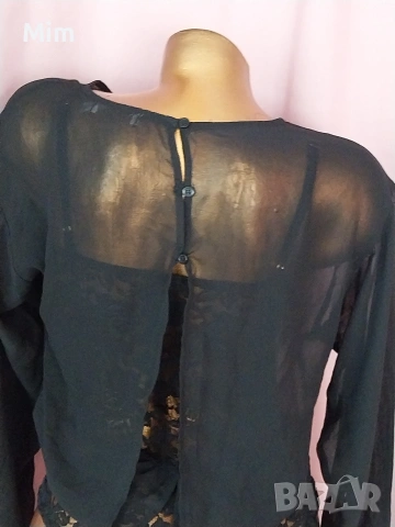 М Черно дантелено боди с дълъг ръкав от прозрачна материя , снимка 6 - Бельо - 54211020