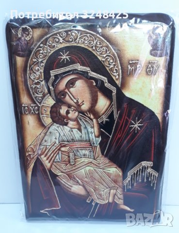 Много голяма икона на платно , р-р А3 , със Света Богородица майка , р-ри 45 / 32 / 1,5 см , снимка 2 - Икони - 37534427