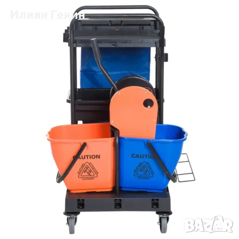 Количка за почистване Homcom, Професионална, с 2 кофи, снимка 3 - Мопове, кофи, четки и метли - 50427516