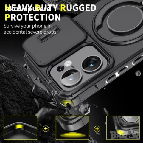 OPPO Reno13 F 4G / 5G Sliding Camshield Удароустойчив Ring Holder Калъф и Протектор, снимка 7 - Калъфи, кейсове - 50937583