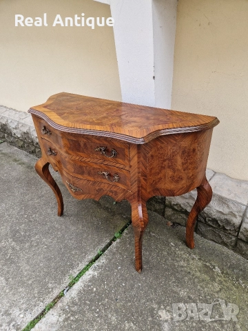 Прекрасен антикварен френски скрин шкаф масив с интарзия Луй 15, снимка 5 - Антикварни и старинни предмети - 52647568